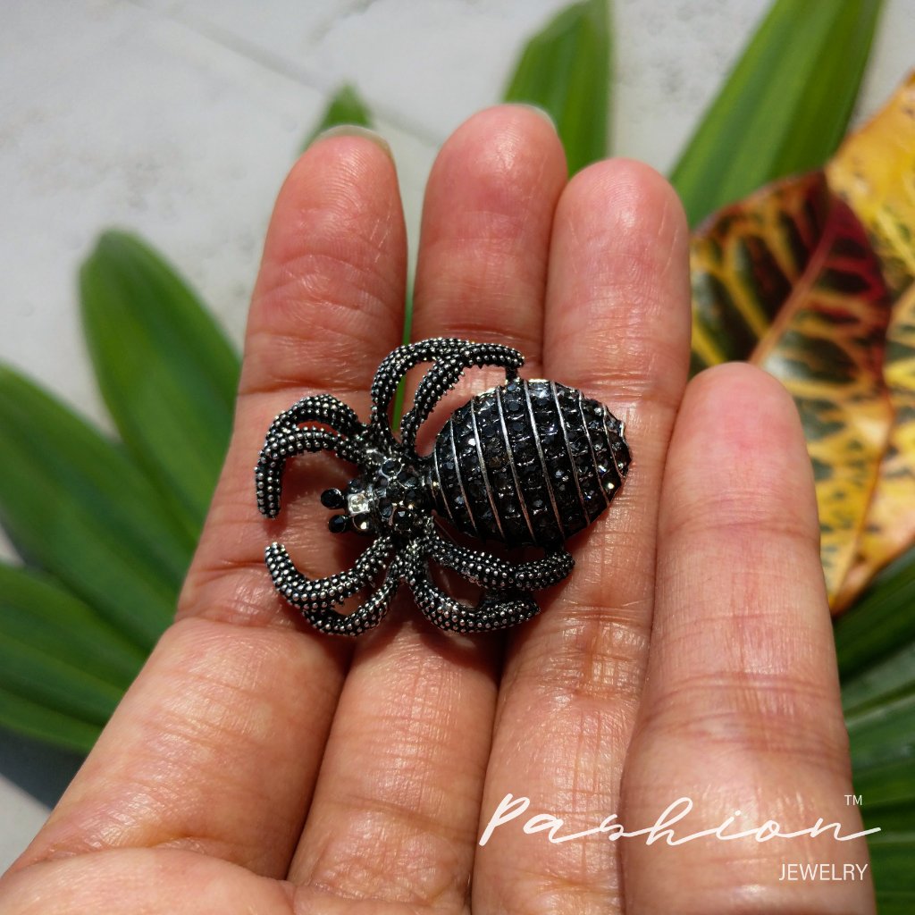 Dark Silver Spider Pin Brooche